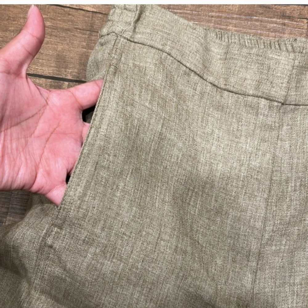 Zara ZW Collection Linen Blend Ankle Trousers NWT Taupe Beige XS